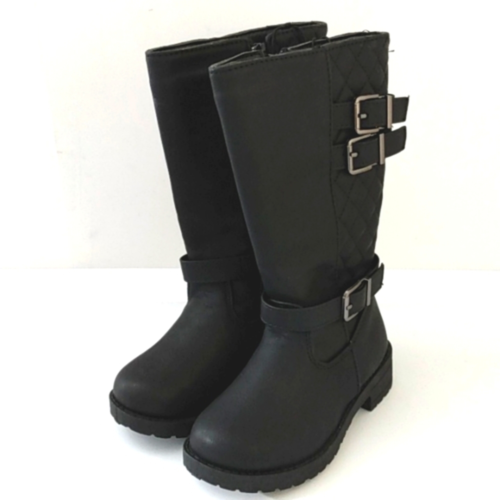 MUDD BLACK MOTO BOOTS CALF-HIGH COMBAT BOOTS LITTLE GIRLS SIZE 6 NWT